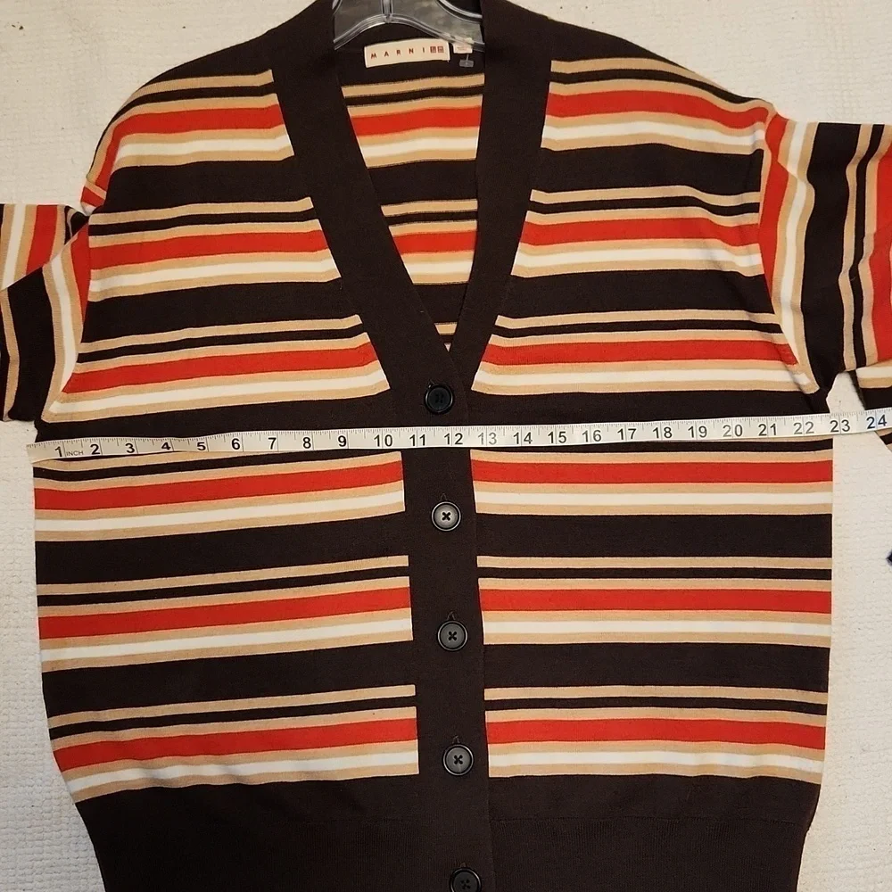 NWOT Marni x Uniqlo Merino Blend  Striped V-neck cardigan sz S oversized
